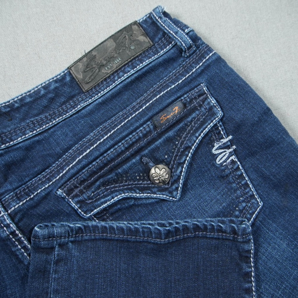 Seven7 Bootcut Flap Pocket Sequin Embellished Women Jeans 14 Dark Wash 33x30